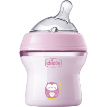 Бутылочка пластиковая CHICCO NATURAL FEELING 150 мл, 0м+ розовая Бутылочка пластиковая CHICCO NATURAL FEELING 150 мл, 0м+ розовая