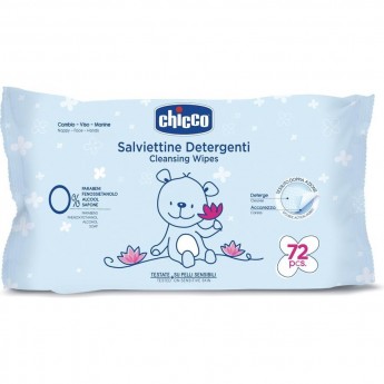 Очищающие салфетки CHICCO, 72 шт (без клапана), Голубой